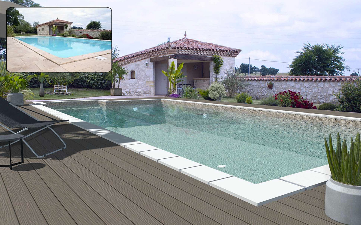 vue 3D de piscine avec photo réelle
