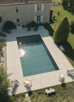 vue aérienne piscine